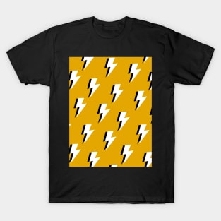 White Lightning Bolts on Mustard Yellow T-Shirt